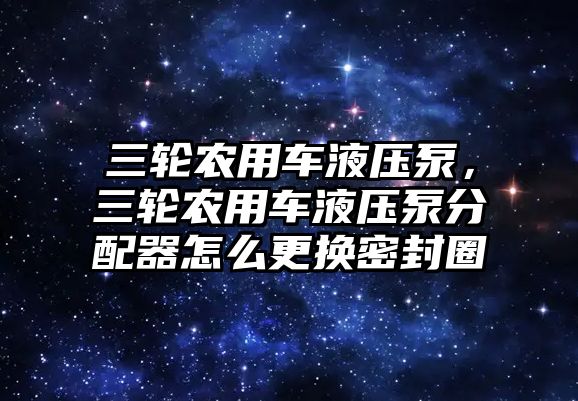 三輪農(nóng)用車液壓泵，三輪農(nóng)用車液壓泵分配器怎么更換密封圈