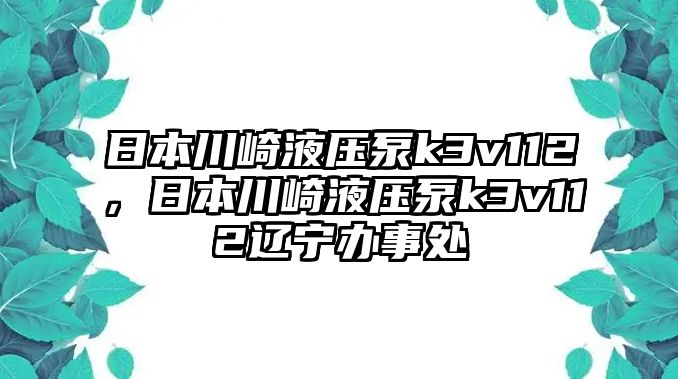 日本川崎液壓泵k3v112，日本川崎液壓泵k3v112遼寧辦事處