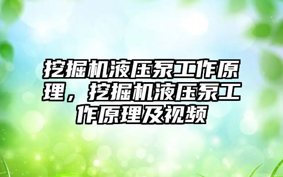 挖掘機(jī)液壓泵工作原理，挖掘機(jī)液壓泵工作原理及視頻