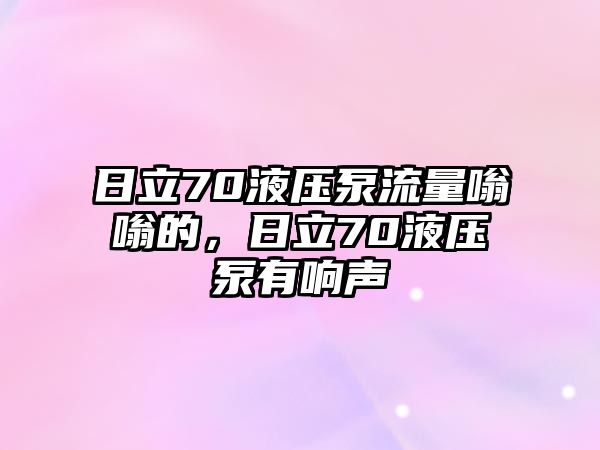 日立70液壓泵流量嗡嗡的，日立70液壓泵有響聲