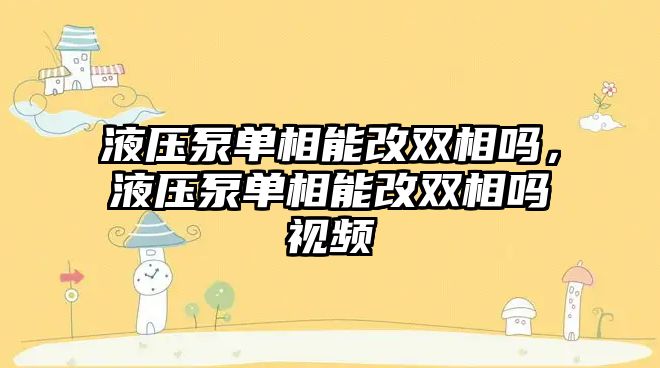 液壓泵單相能改雙相嗎，液壓泵單相能改雙相嗎視頻