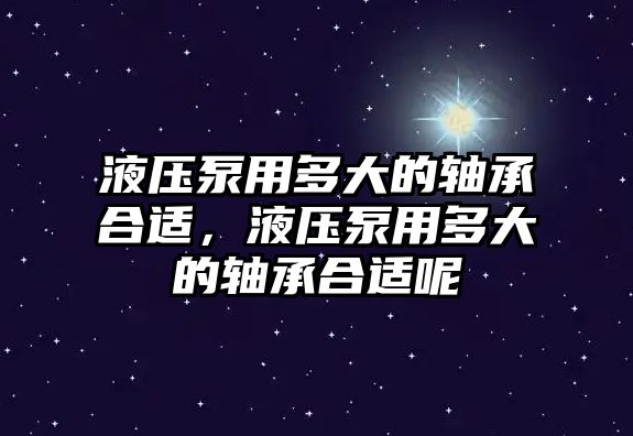 液壓泵用多大的軸承合適，液壓泵用多大的軸承合適呢