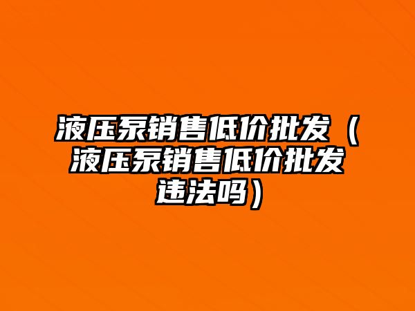 液壓泵銷售低價批發(fā)（液壓泵銷售低價批發(fā)違法嗎）