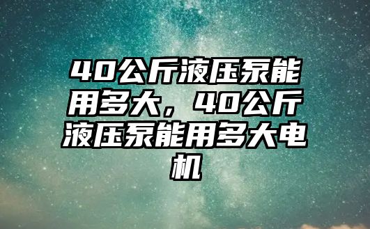 40公斤液壓泵能用多大，40公斤液壓泵能用多大電機