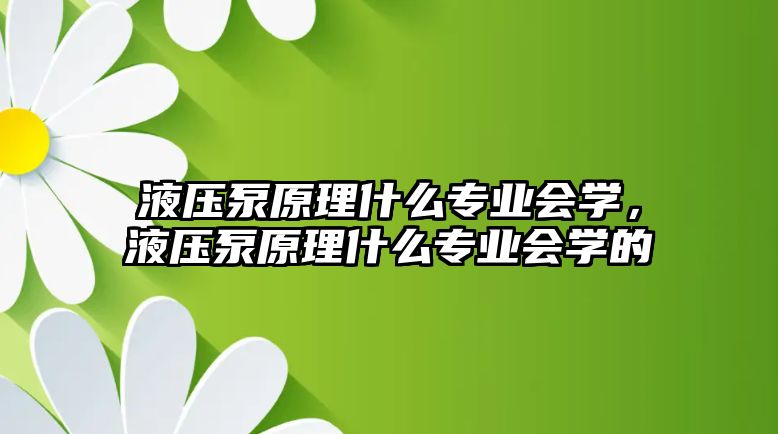 液壓泵原理什么專業(yè)會學(xué)，液壓泵原理什么專業(yè)會學(xué)的