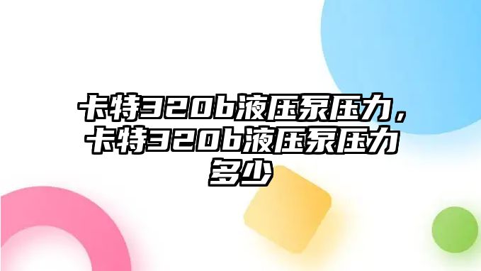 卡特320b液壓泵壓力，卡特320b液壓泵壓力多少