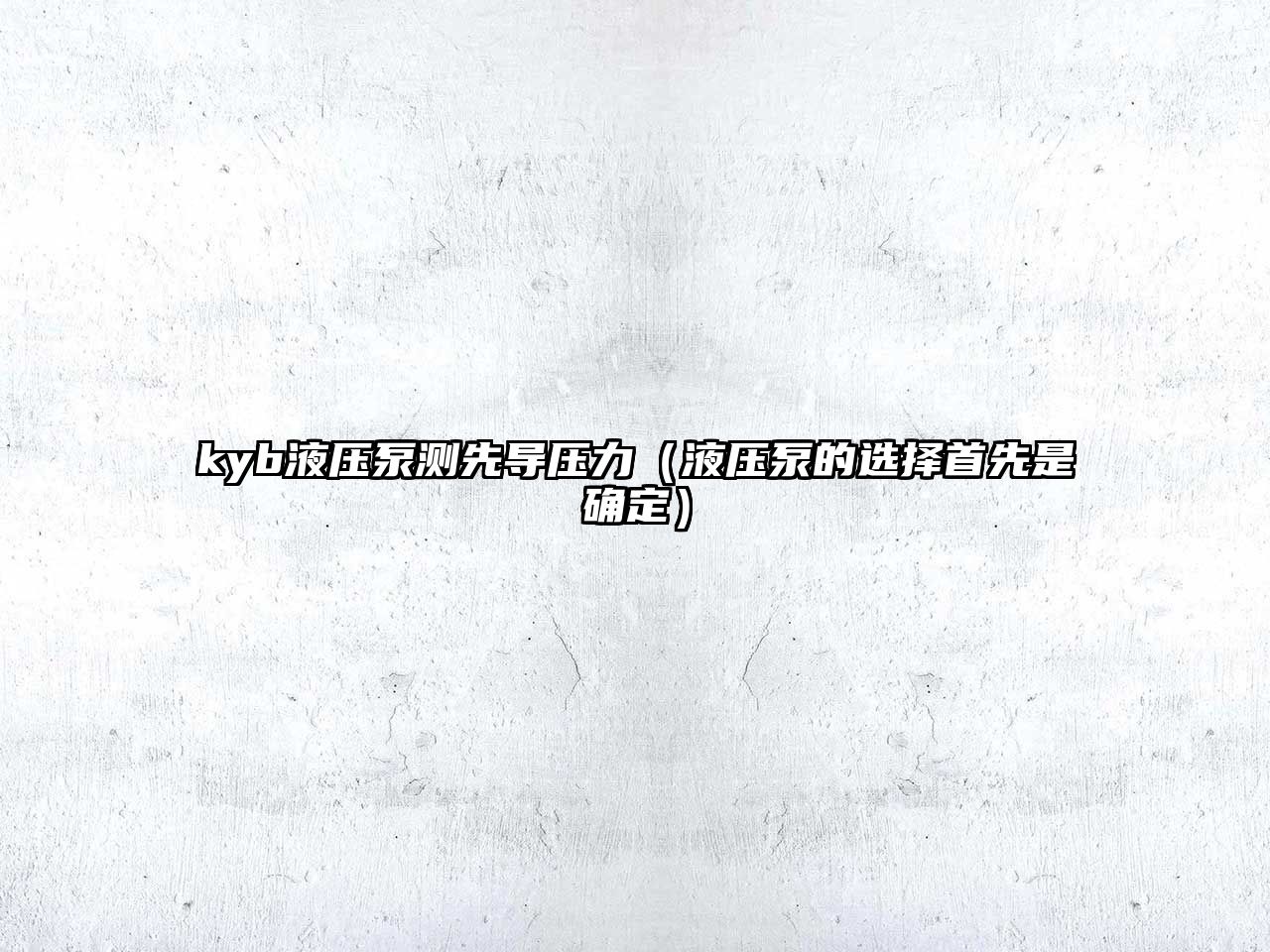 kyb液壓泵測(cè)先導(dǎo)壓力（液壓泵的選擇首先是確定）