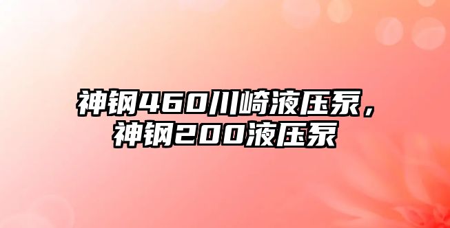 神鋼460川崎液壓泵，神鋼200液壓泵