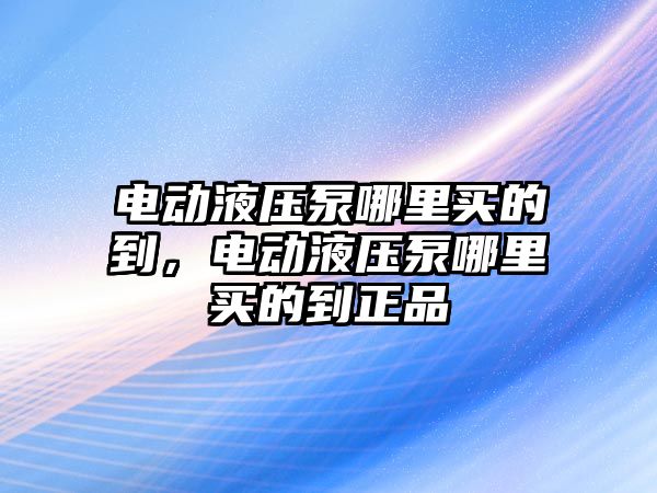 電動液壓泵哪里買的到，電動液壓泵哪里買的到正品