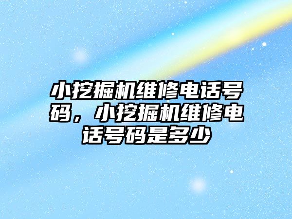 小挖掘機維修電話號碼，小挖掘機維修電話號碼是多少