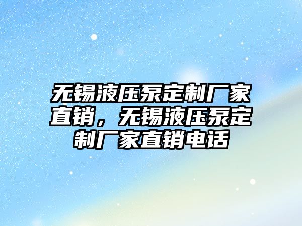 無錫液壓泵定制廠家直銷，無錫液壓泵定制廠家直銷電話