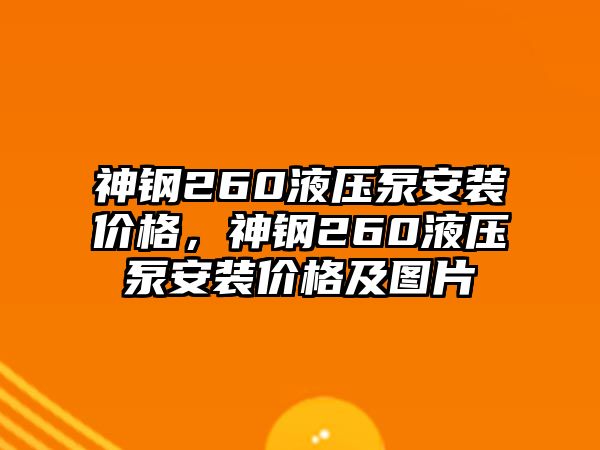 神鋼260液壓泵安裝價(jià)格，神鋼260液壓泵安裝價(jià)格及圖片