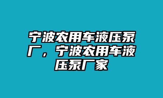 寧波農(nóng)用車液壓泵廠，寧波農(nóng)用車液壓泵廠家