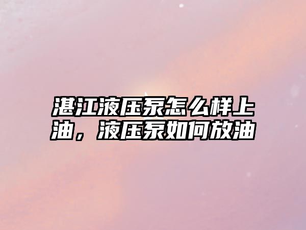 湛江液壓泵怎么樣上油，液壓泵如何放油