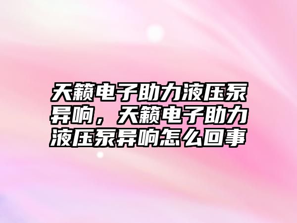 天籟電子助力液壓泵異響，天籟電子助力液壓泵異響怎么回事