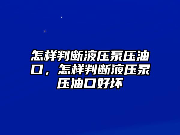 怎樣判斷液壓泵壓油口，怎樣判斷液壓泵壓油口好壞