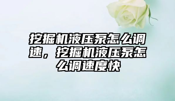 挖掘機液壓泵怎么調速，挖掘機液壓泵怎么調速度快