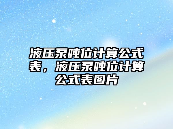 液壓泵噸位計(jì)算公式表，液壓泵噸位計(jì)算公式表圖片