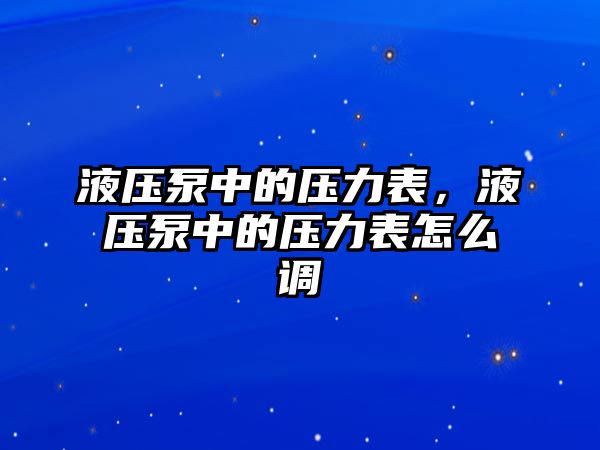 液壓泵中的壓力表，液壓泵中的壓力表怎么調(diào)