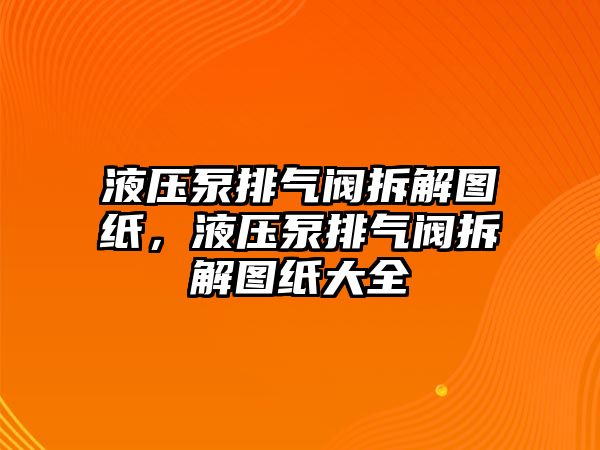 液壓泵排氣閥拆解圖紙，液壓泵排氣閥拆解圖紙大全