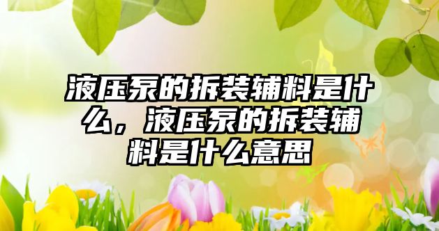 液壓泵的拆裝輔料是什么，液壓泵的拆裝輔料是什么意思