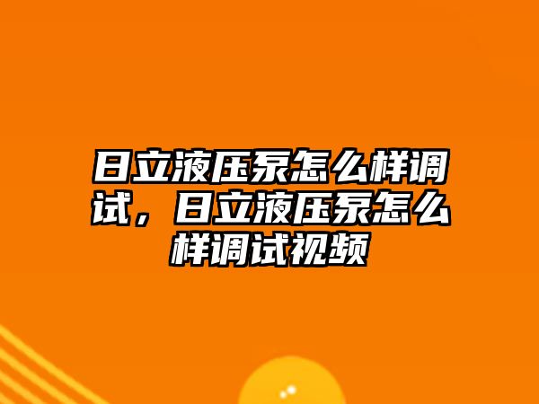 日立液壓泵怎么樣調(diào)試，日立液壓泵怎么樣調(diào)試視頻