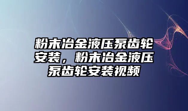 粉末冶金液壓泵齒輪安裝，粉末冶金液壓泵齒輪安裝視頻