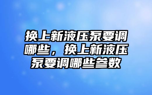 換上新液壓泵要調(diào)哪些，換上新液壓泵要調(diào)哪些參數(shù)