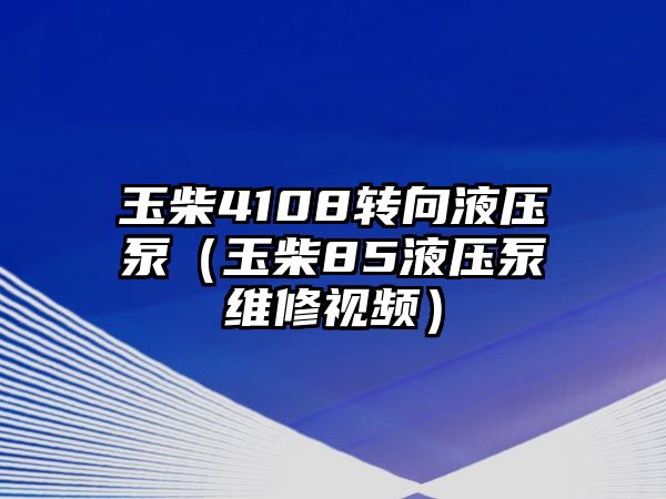 玉柴4108轉(zhuǎn)向液壓泵（玉柴85液壓泵維修視頻）