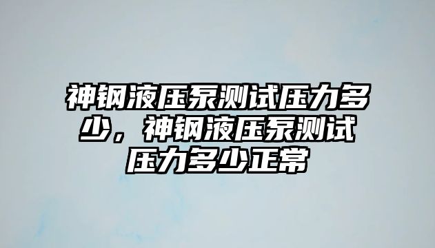 神鋼液壓泵測試壓力多少，神鋼液壓泵測試壓力多少正常