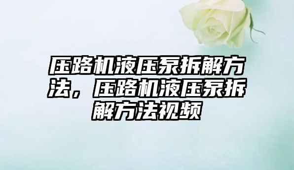 壓路機(jī)液壓泵拆解方法，壓路機(jī)液壓泵拆解方法視頻