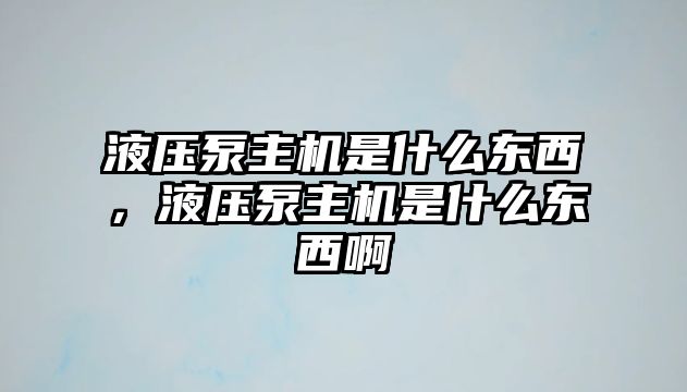 液壓泵主機是什么東西，液壓泵主機是什么東西啊