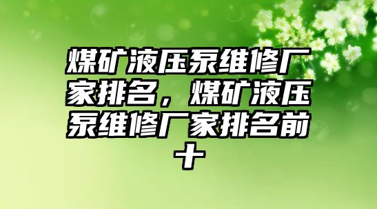 煤礦液壓泵維修廠家排名，煤礦液壓泵維修廠家排名前十