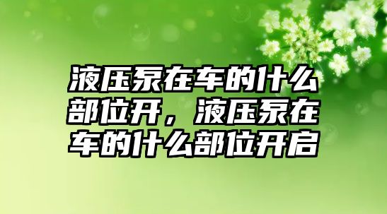 液壓泵在車的什么部位開，液壓泵在車的什么部位開啟