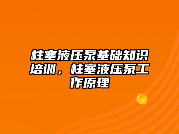 柱塞液壓泵基礎知識培訓，柱塞液壓泵工作原理