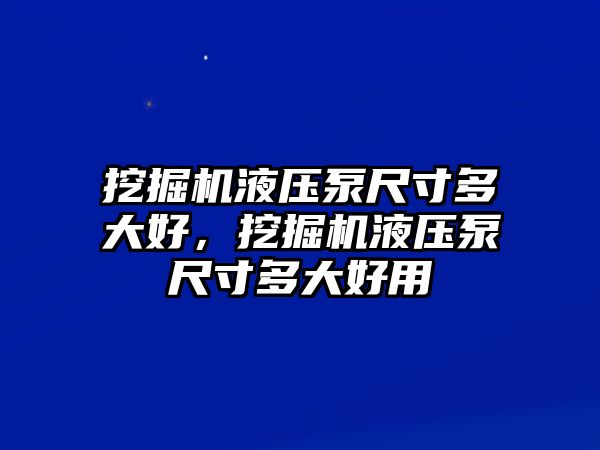 挖掘機(jī)液壓泵尺寸多大好，挖掘機(jī)液壓泵尺寸多大好用