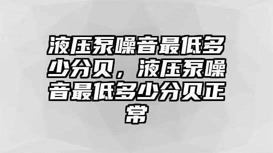 液壓泵噪音最低多少分貝，液壓泵噪音最低多少分貝正常