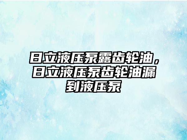 日立液壓泵露齒輪油，日立液壓泵齒輪油漏到液壓泵