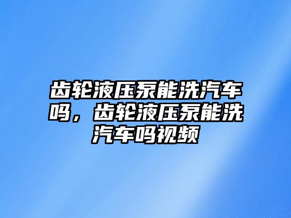 齒輪液壓泵能洗汽車嗎，齒輪液壓泵能洗汽車嗎視頻