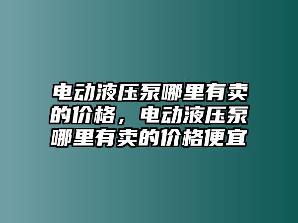 電動液壓泵哪里有賣的價格，電動液壓泵哪里有賣的價格便宜