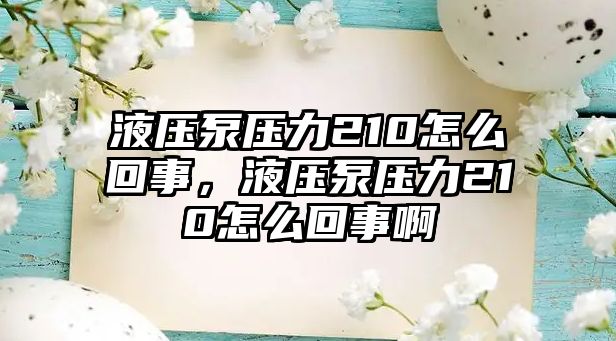 液壓泵壓力210怎么回事，液壓泵壓力210怎么回事啊