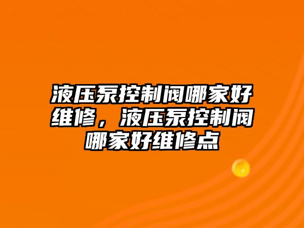 液壓泵控制閥哪家好維修，液壓泵控制閥哪家好維修點