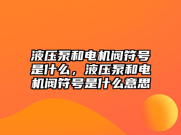 液壓泵和電機(jī)閥符號(hào)是什么，液壓泵和電機(jī)閥符號(hào)是什么意思